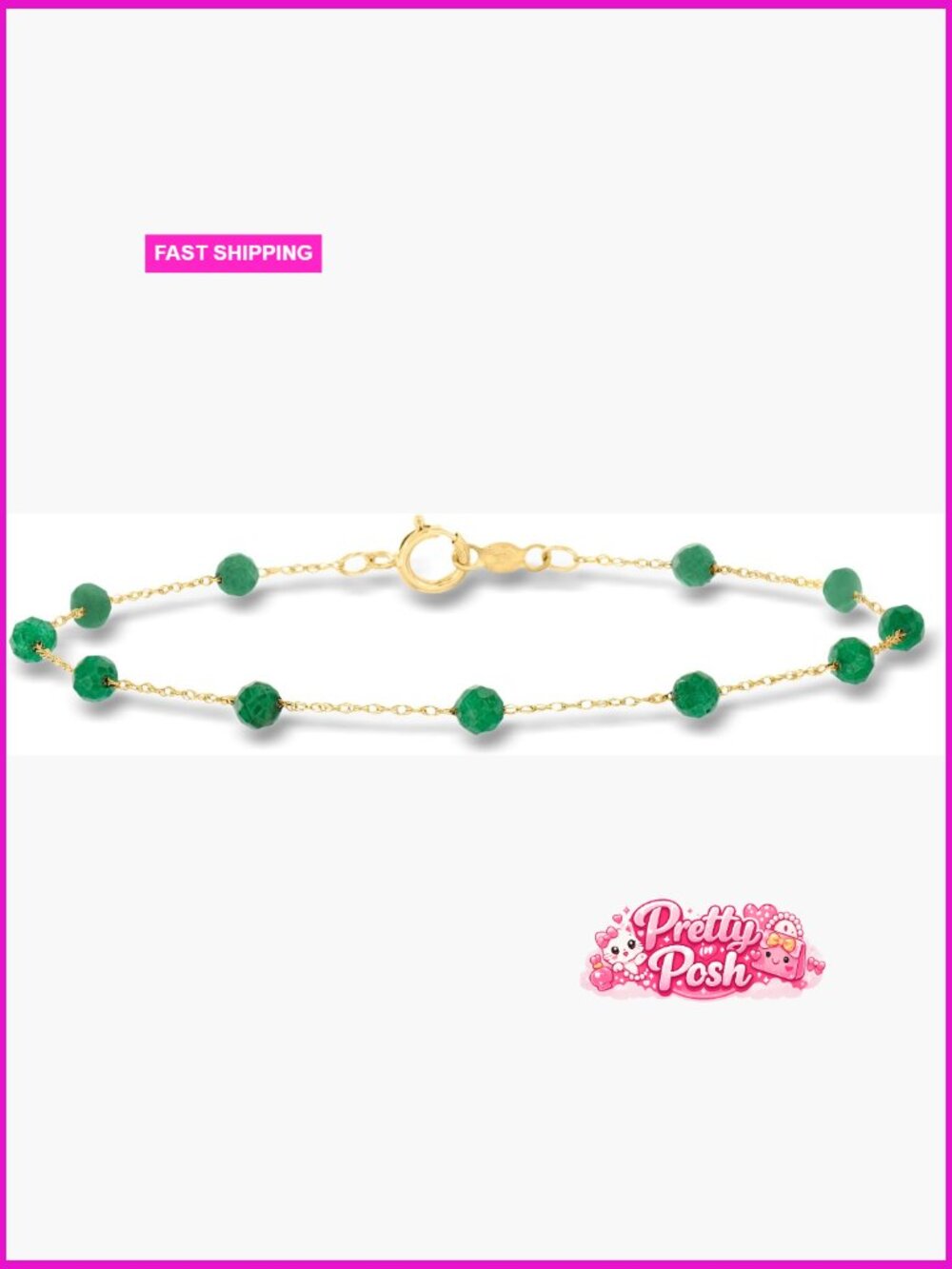1.60 ct t.w. Emerald Bead Station Bracelet in 14kt Yellow Gold